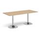 Genoa rectangular dining table with chrome trumpet base 1800mm x 800mm - kendal oak
