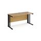 Maestro 25 straight desk 1400mm x 600mm - black cable managed leg frame, oak top