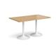 Genoa rectangular dining table with white trumpet base 1400mm x 800mm - oak