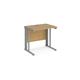 Maestro 25 straight desk 800mm x 600mm - silver cable managed leg frame, oak top