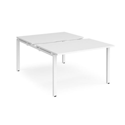 Adapt sliding top back to back desks 1200mm x 1600mm - white frame, white top