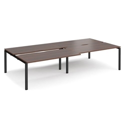 Adapt sliding top double back to back desks 3200mm x 1600mm - black frame, walnut top