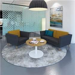Monza circular coffee table with flat round black base 800mm - kendal oak