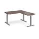 Elev8 Touch sit-stand desk 1400mm x 800mm with 800mm return desk - silver frame, walnut top