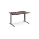 TR10 height settable straight desk 1200mm x 800mm - silver frame, walnut top