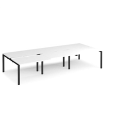 Adapt sliding top triple back to back desks 3600mm x 1600mm - black frame, white top