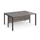 Maestro 25 back to back straight desks 1600mm x 1200mm - black bench leg frame, grey oak top
