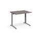 TR10 height settable straight desk 1000mm x 800mm - silver frame, grey oak top