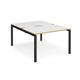 Adapt back to back desks 1200mm x 1600mm - black frame, white top with oak edging