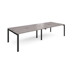 Adapt double back to back desks 3200mm x 1200mm - black frame, grey oak top
