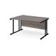 Maestro 25 left hand wave desk 1400mm wide - black cantilever leg frame, grey oak top
