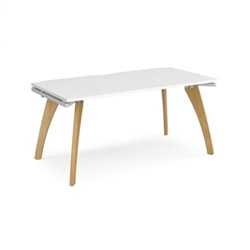 Fuze single desk 1600mm x 800mm with oak legs - white underframe, white top