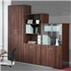 Universal double door cupboard 2140mm high with 5 shelves - walnut