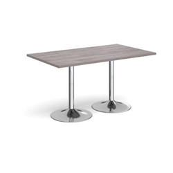 Genoa rectangular dining table with chrome trumpet base 1400mm x 800mm - grey oak