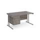 Maestro 25 straight desk 1400mm x 800mm with 2 drawer pedestal - silver cantilever leg frame, grey oak top