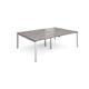 Adapt sliding top double back to back desks 2400mm x 1600mm - silver frame, grey oak top