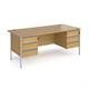 Contract 25 straight desk with 3 and 3 drawer pedestals and silver H-Frame leg 1800mm x 800mm - oak top