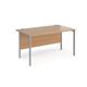 Maestro 25 straight desk 1400mm x 800mm - silver H-frame leg, beech top