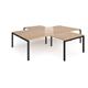 Adapt back to back 4 desk cluster 3200mm x 1600mm with 800mm return desks - black frame, beech top