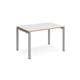 Adapt single desk 1200mm x 800mm - silver frame, white top with oak edging