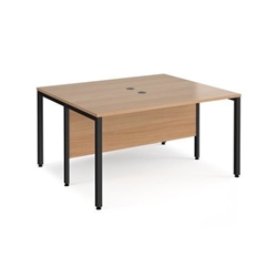 Maestro 25 back to back straight desks 1400mm x 1200mm - black bench leg frame, beech top