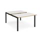 Adapt sliding top back to back desks 1200mm x 1600mm - black frame, white top with oak edging