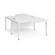 Maestro 25 back to back ergonomic desks 1400mm deep - white bench leg frame, white top