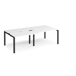 Adapt sliding top double back to back desks 2400mm x 1200mm - black frame, white top