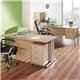 Maestro 25 left hand ergonomic desk 1400mm wide - silver cantilever leg frame, beech top
