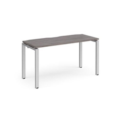Adapt single desk 1400mm x 600mm - silver frame, grey oak top