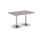 Genoa rectangular dining table with chrome trumpet base 1200mm x 800mm - grey oak