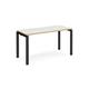 Adapt single desk 1400mm x 600mm - black frame, white top with oak edging
