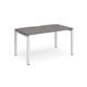 Adapt single desk 1400mm x 800mm - white frame, grey oak top