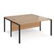 Maestro 25 back to back straight desks 1600mm x 1600mm - black bench leg frame, beech top