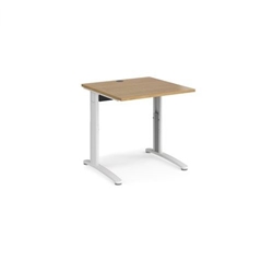 TR10 height settable straight desk 800mm x 800mm - white frame, oak top