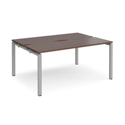 Adapt back to back desks 1600mm x 1200mm - silver frame, walnut top