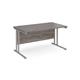Maestro 25 straight desk 1400mm x 800mm - silver cantilever leg frame, grey oak top