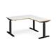 Elev8 Touch sit-stand desk 1400mm x 800mm with 800mm return desk - black frame, white top with oak edge