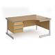 Contract 25 right hand ergonomic desk with 3 drawer pedestal and silver cantilever leg 1600mm - oak top