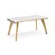 Fuze single desk 1600mm x 800mm with oak legs - white underframe, white top with oak edging