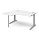 TR10 left hand ergonomic desk 1400mm - silver frame, white top
