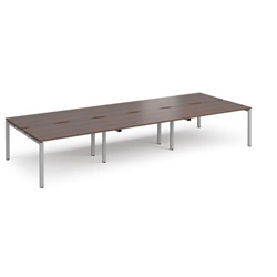 Adapt triple back to back desks 4200mm x 1600mm - silver frame, walnut top