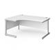 Contract 25 left hand ergonomic desk with silver cantilever leg 1600mm - white top
