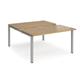 Adapt sliding top back to back desks 1400mm x 1600mm - silver frame, oak top