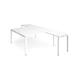 Adapt back to back desks 1600mm x 1600mm with 800mm return desks - white frame, white top