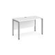 Maestro 25 straight desk 1200mm x 600mm - silver bench leg frame, white top