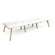 Fuze triple back to back desks 4200mm x 1600mm with oak legs - white underframe, white top with oak edging