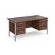 Maestro 25 straight desk 1600mm x 800mm with two x 3 drawer pedestals - silver H-frame leg, walnut top