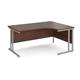 Maestro 25 right hand ergonomic desk 1600mm wide - silver cantilever leg frame, walnut top
