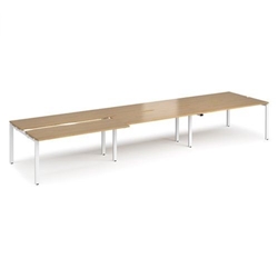 Adapt sliding top triple back to back desks 4800mm x 1200mm - white frame, oak top